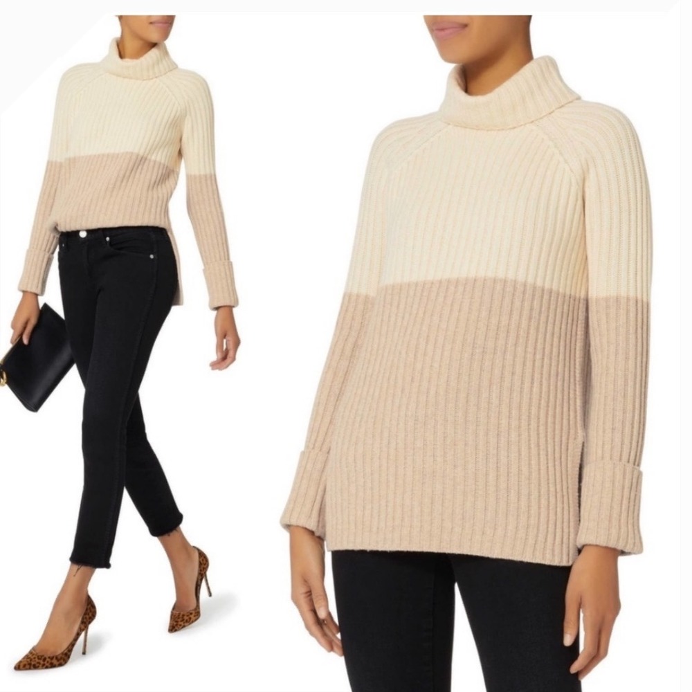 INTERMIX Mireya Tan Wool Cashmere Turtleneck sweater Size Small